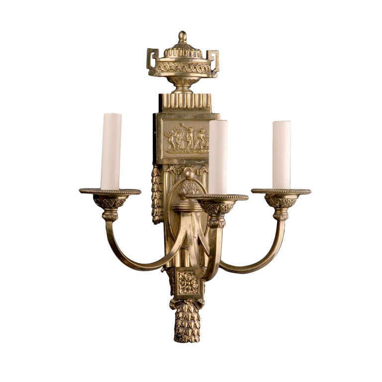 Neo classical style sconces by EF Caldwell For Sale