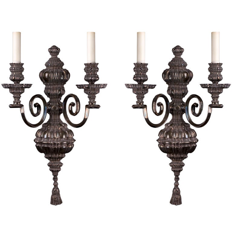 Linenfold Georgian style sconces For Sale