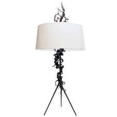 Twisted Blackened Brass Wire Tripod Table Lamp