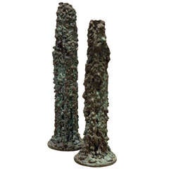 Pair of H.L.Pastorius Bronze Verdigris Candle Sticks