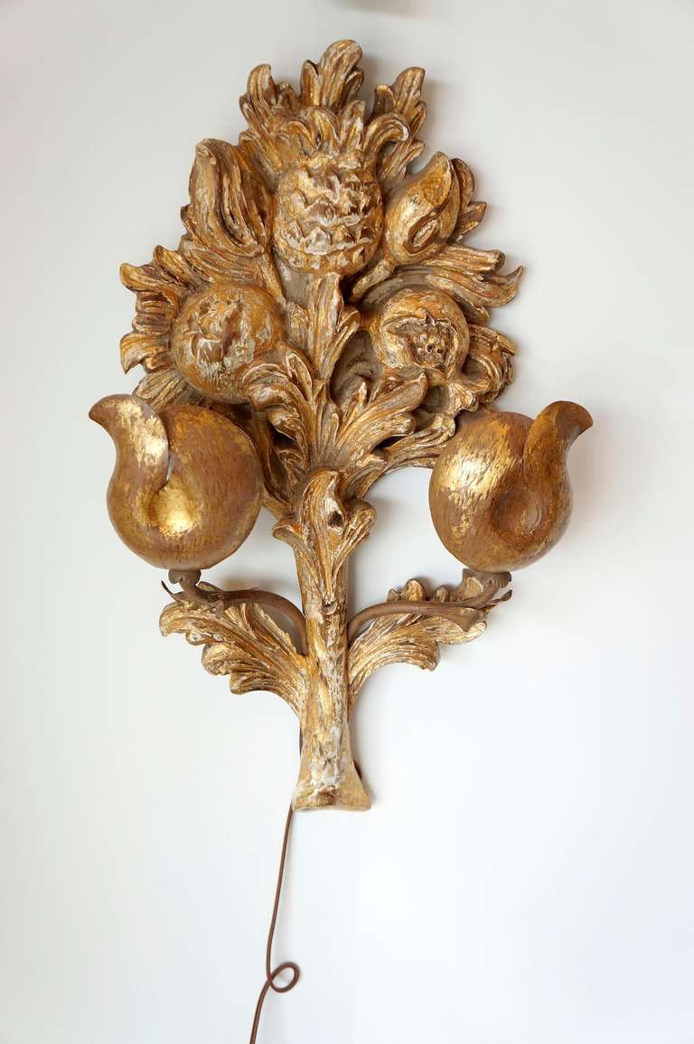 Hand-Carved Giltwood Sconces