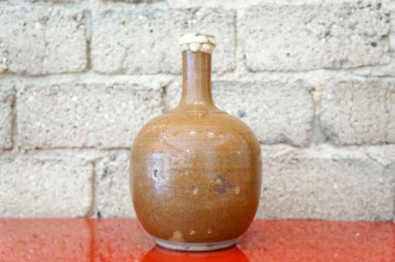 Large old japanese mingei folk tokkuri sake flask ... meiji-taisho period