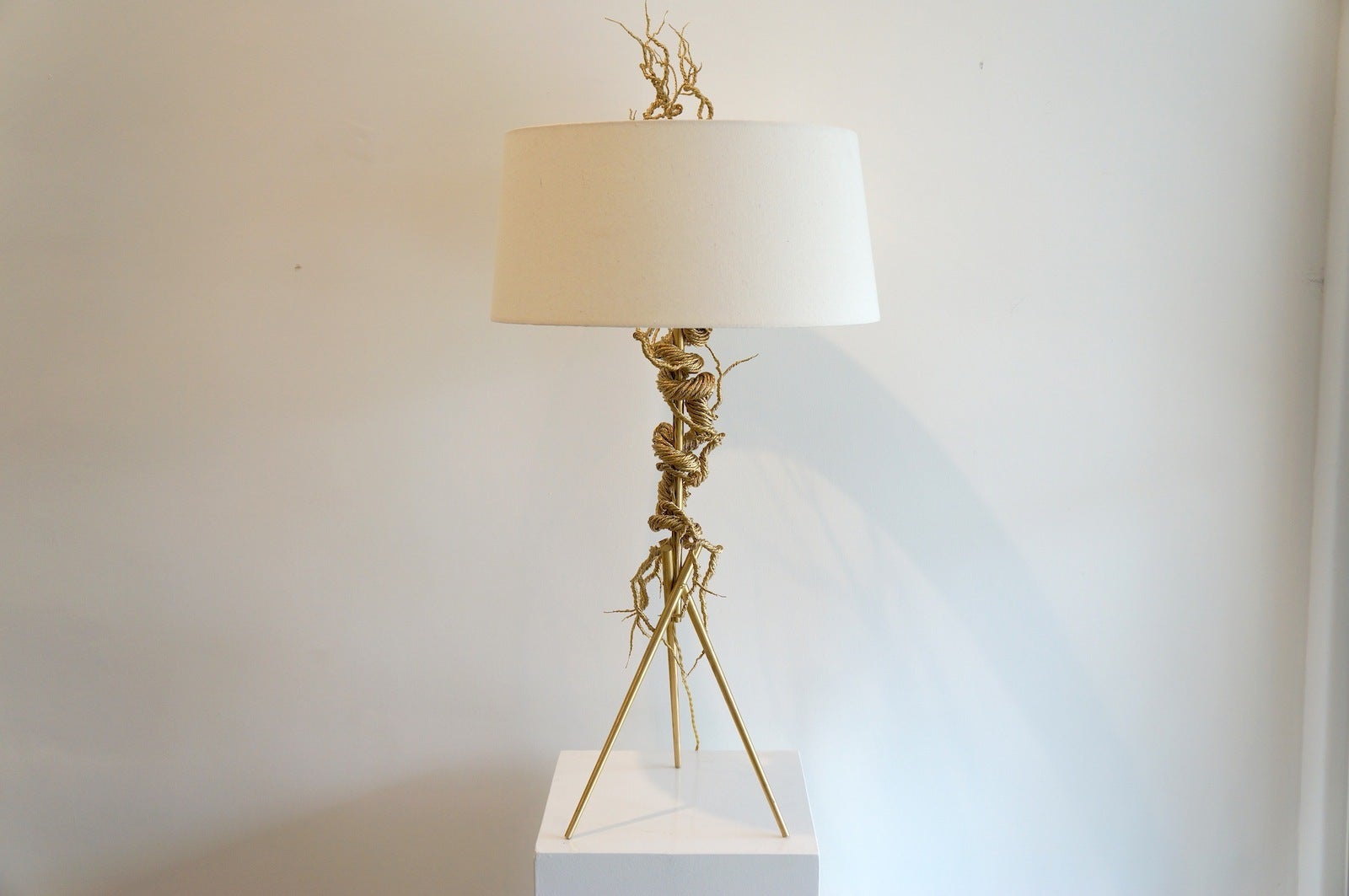 Twisted Brass Wire / Tripod Table Lamp at 1stDibs