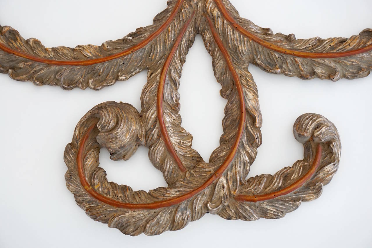 American Pair of Rocaille Silver Gilt Wall Ornaments For Sale