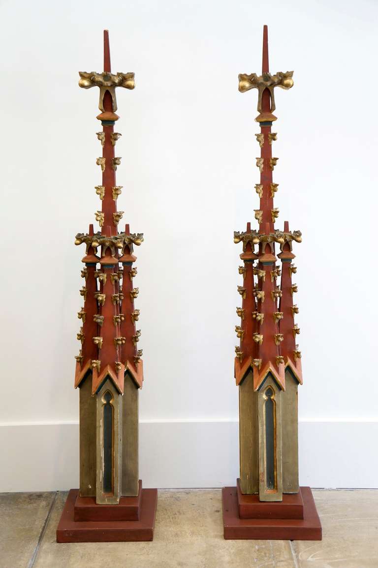 Monumental Gothic Spires. From the estate of Don Yarton (Ohio, Texas, 1941-2013), internationally recognized antiques dealer and designer who operated shops in Dallas, Houston and San Antonio.

An amazing patina only years of care could produce!