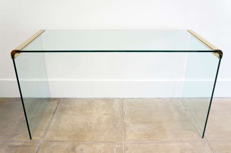 Console table by Leon Rosen for pace collection. Can also function as a desk or writing table.