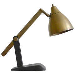 Machined Bronze and Steel Modernist Lamp