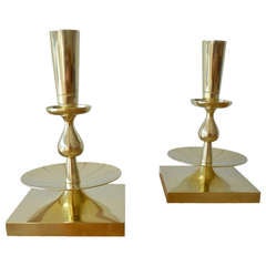Pair of Tommi Parzinger Candle Holders by Dorlyn Silversmiths
