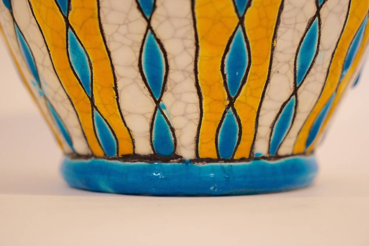 Art Deco Charles Catteau Three-Colour Geometric Vase