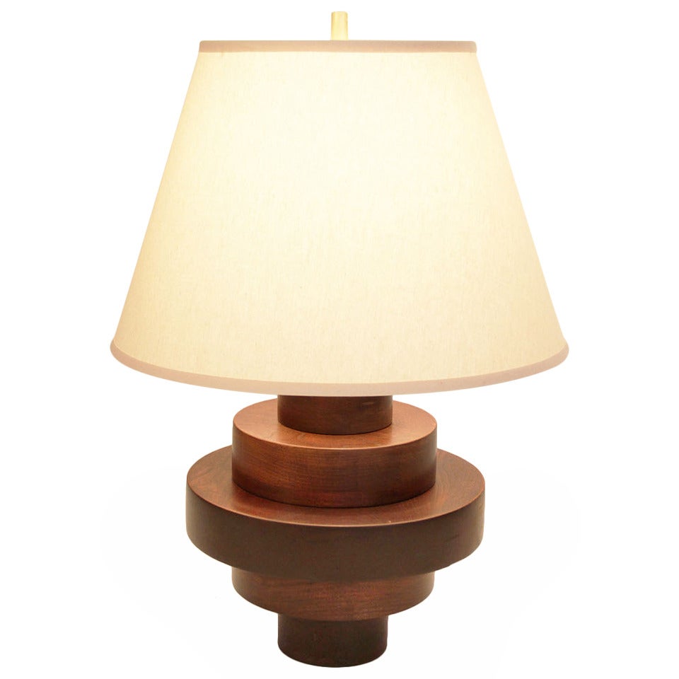 Wood Disc Table Lamp For Sale