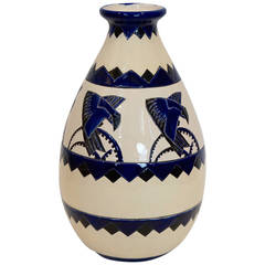 Rare Cobalt and Cream Charles Catteau Vase