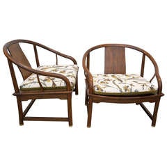 Pair of Walnut Chairs in the Style of Michael Taylor