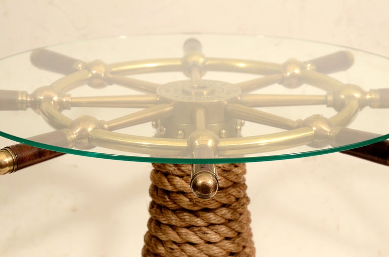 Vintage Brass Ship's Wheel Side Table, c. 1900 In Excellent Condition In New York, NY