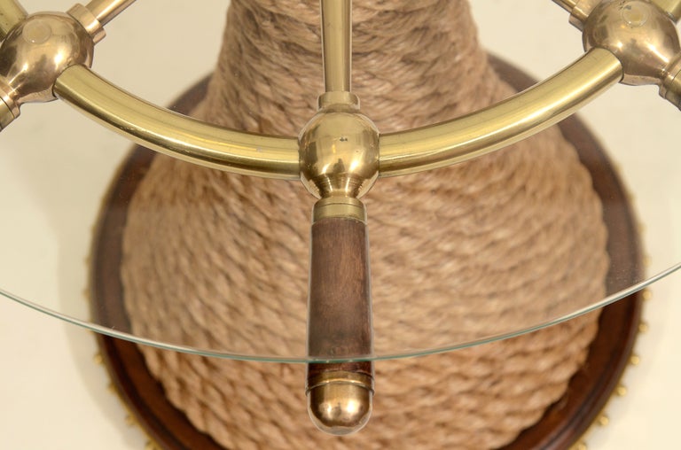 Vintage Brass Ship's Wheel Side Table, c. 1900 2