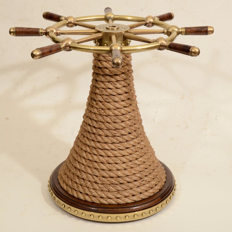 Vintage Brass Ship's Wheel Side Table, c. 1900 5