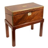 Burl Walnut & Brass Writing Box Table, England, Dated 1888