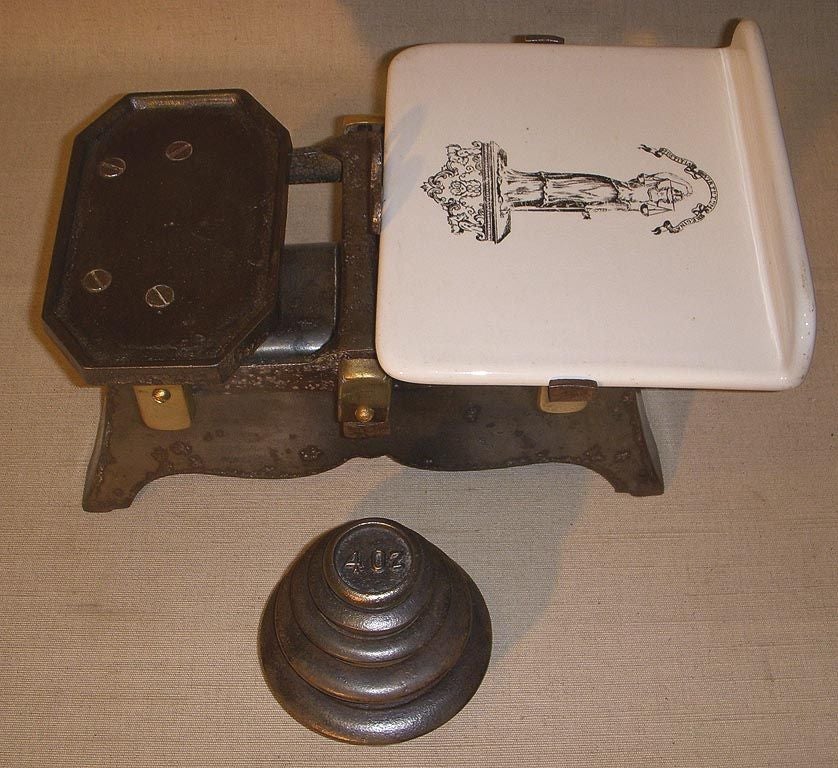 Iron & Glazed Ceramic Grocer's Scale, England, Late 19th Century