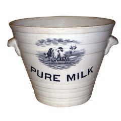 Antique Two Glazed Ceramic Milk Pails, England, Late 19th Century