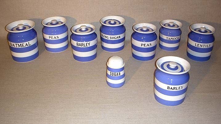 Collection of 9 Blue & White Cornish Ware Canisters 3