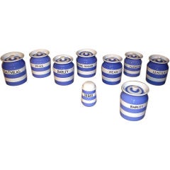 Vintage Collection of 9 Blue & White Cornish Ware Canisters
