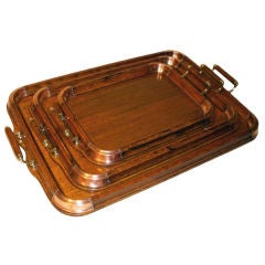 Nest of Three Oak Drinks Trays, England, Late 19th Century