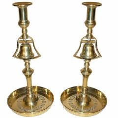 Pair Brass Tavern Candlesticks, England, Late 19th Century