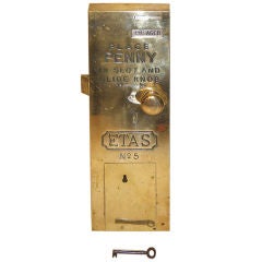 Vintage ETAS Brass Lock for Public Restroom, England, Mid 20th c