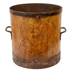 Painted Faux Bois Metal Bin, England, Late 19th / Early 20th C.