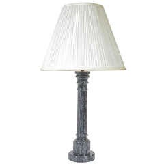 Grey Marble Column Lamp, England, Early 20th Century