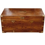 Brass Bound Camphorwood Trunk/Coffee Table, Anglo-Colonial, 19th C.