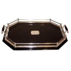 Ebonized Galleried Drinks Tray, England, Early 20th Century