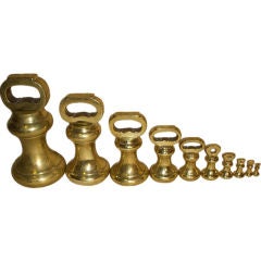 Set of 10 Graduated Brass Weights by Bartlett & Sons, 19th Century