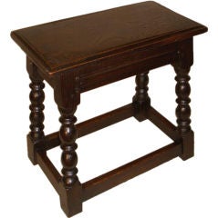 Jacobean Revival Carved Oak Joint Stool, England, Late 19th Century