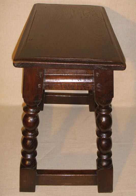 Jacobean Revival Carved Oak Joint Stool, England, Late 19th Century 1