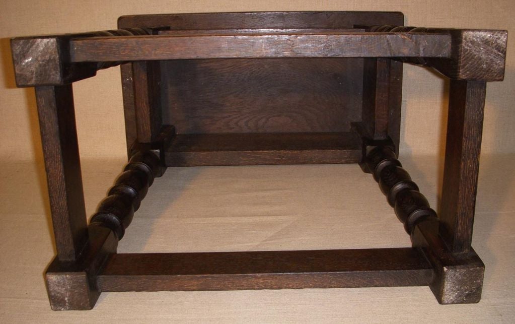 Jacobean Revival Carved Oak Joint Stool, England, Late 19th Century 2