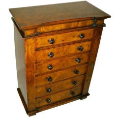 Antique Miniature Walnut Wellington Chest/End Table, England, 19th Century