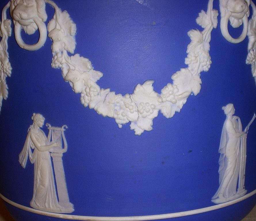 19th Century Dark Blue Ground Jasperware Wedgwood Cache Pot