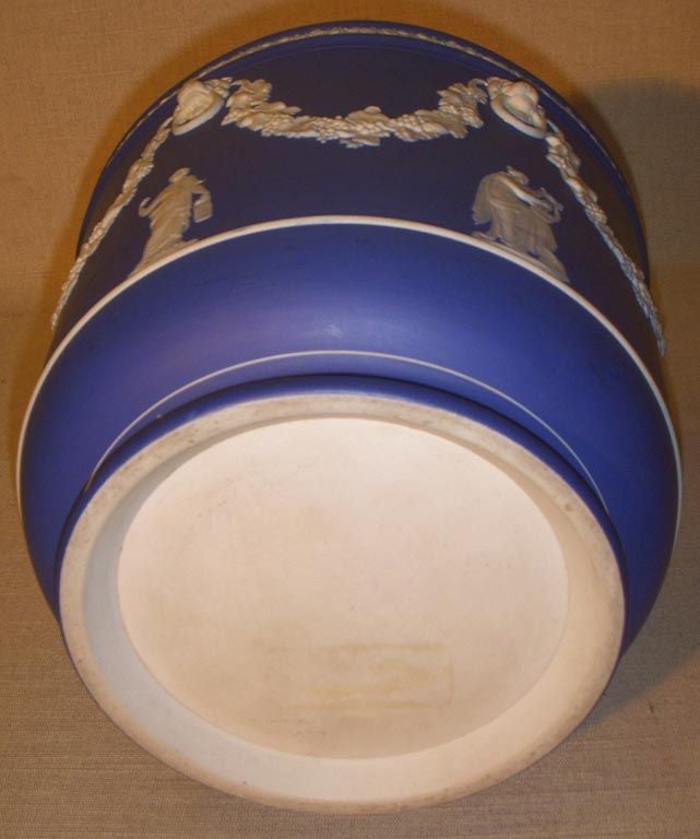 Pottery Dark Blue Ground Jasperware Wedgwood Cache Pot