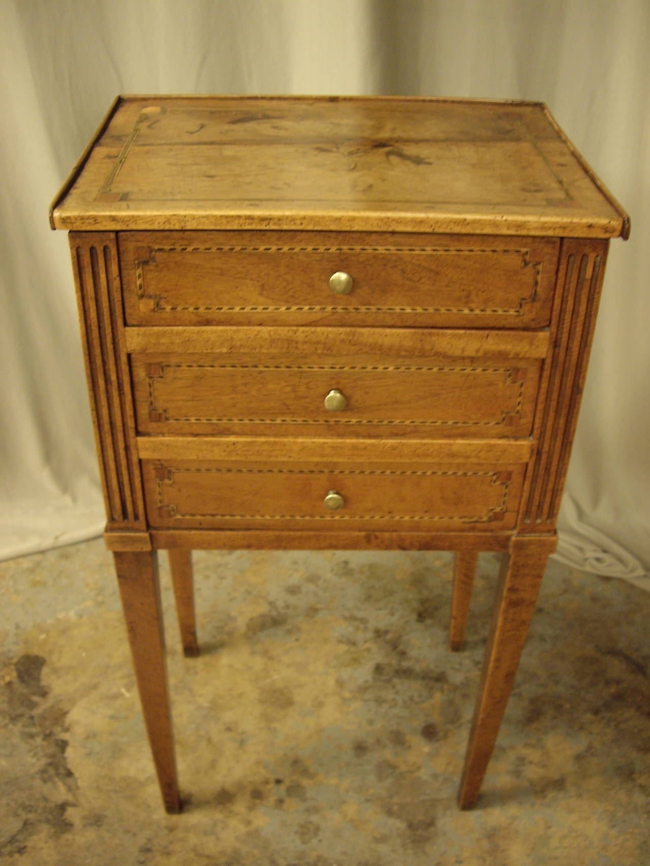 19th century walnut inlaid Louis XVI side table with very nice warm patina.
