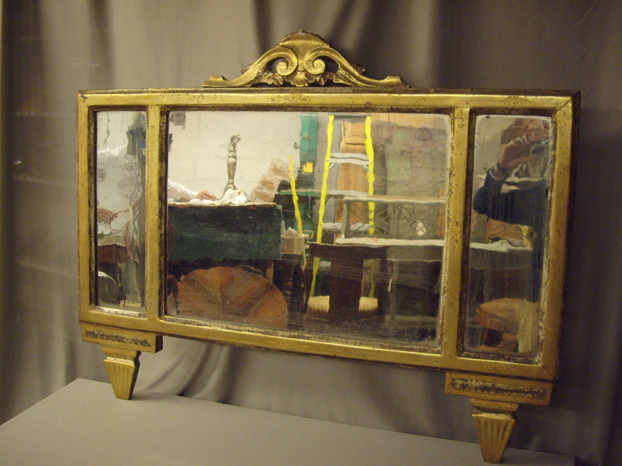 Gilt Italian 19th century mirror. Unusual nice shape.
