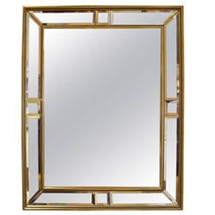 Vintage French Doubled Framed Belveled Gold Mirror