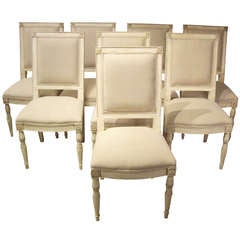 8 Directoire' Style Painted Dining Chairs