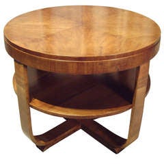 Art Deco Round Walnut Table