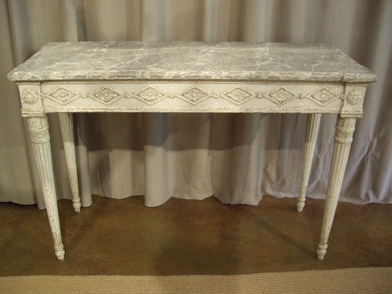 Contemporary Pair of Painted Louis XVI Style Consoles
