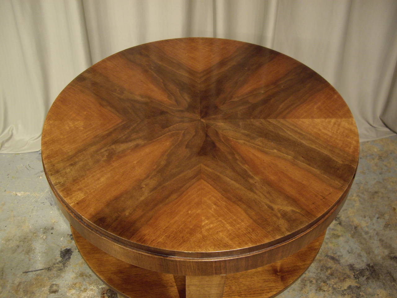 Art Deco Round Walnut Table 1