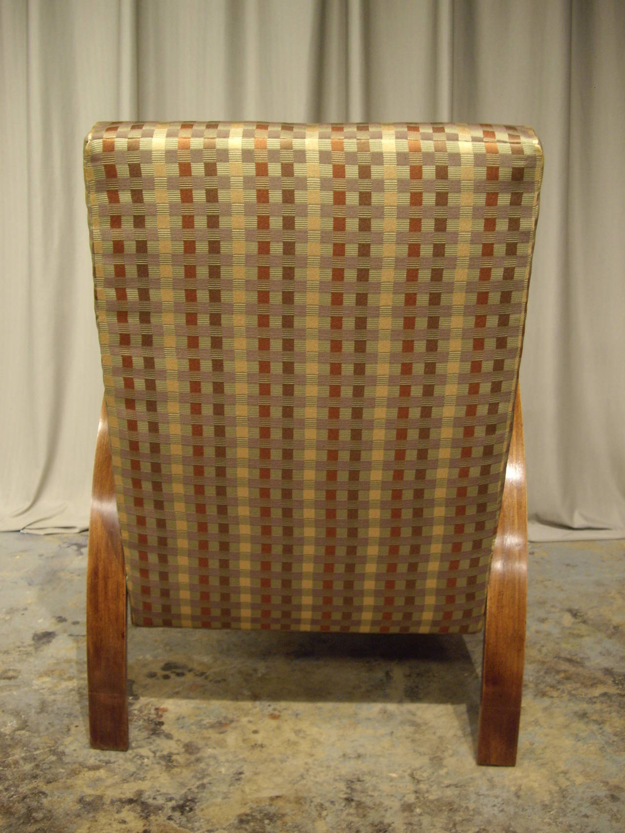Fabric Pair of Art Deco Walnut Armchairs