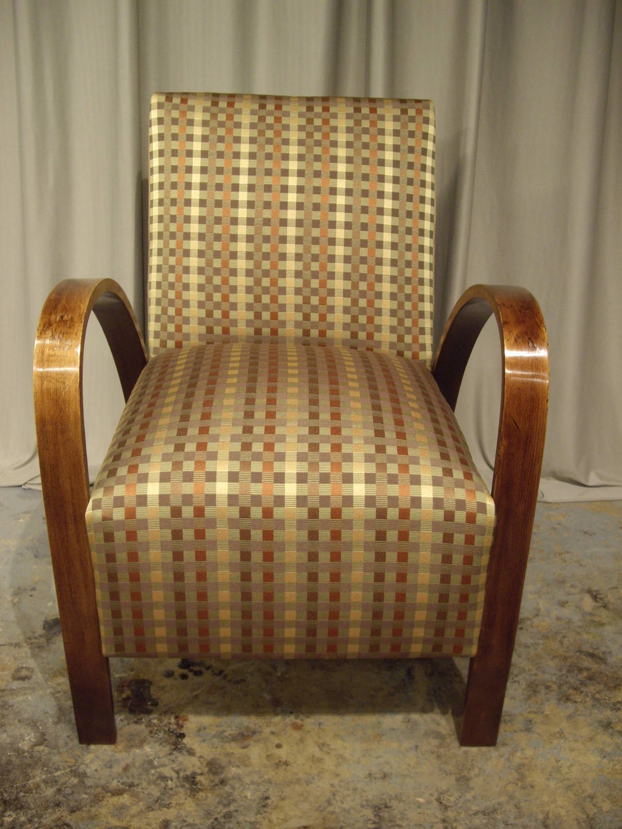 Pair of Art Deco Walnut Armchairs In Excellent Condition In New Orleans, LA