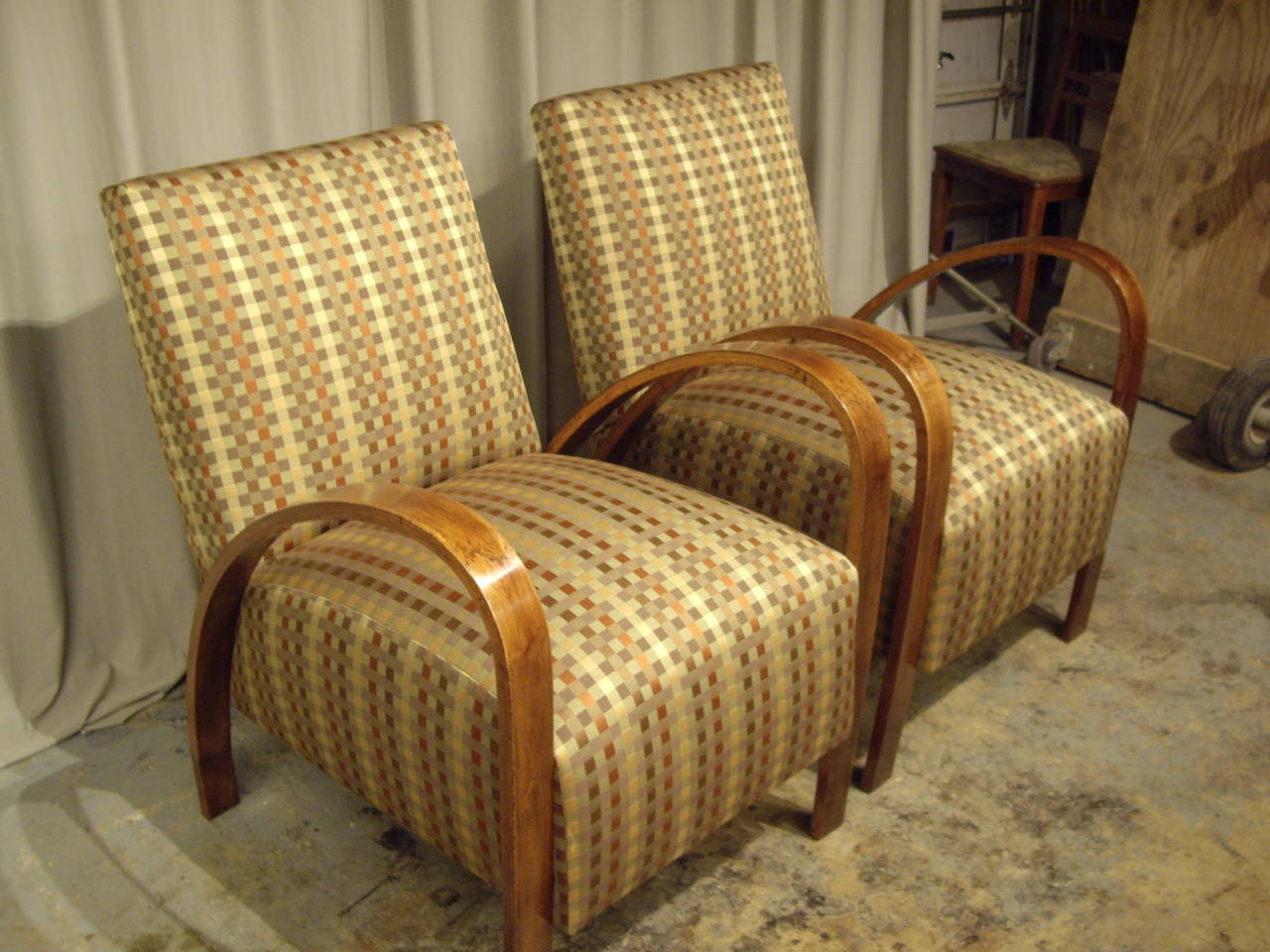 Pair of Art Deco Walnut Armchairs 2