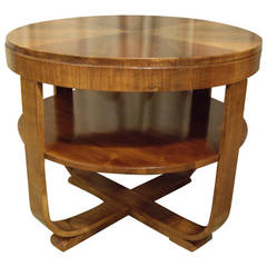 Art Deco Round Walnut Table