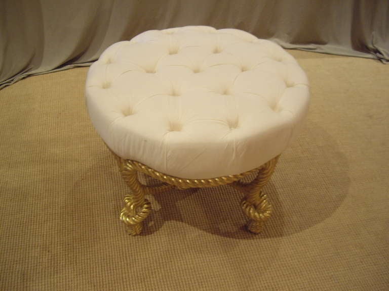 Contemporary Twisted Rope Gilt Stool Napoleon III Style For Sale
